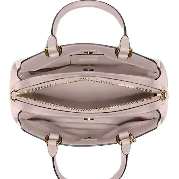 COACH Leather Washed Mauve Mini Lillie Carryall Golden Hardware Feet NWT - Picture 3 of 11